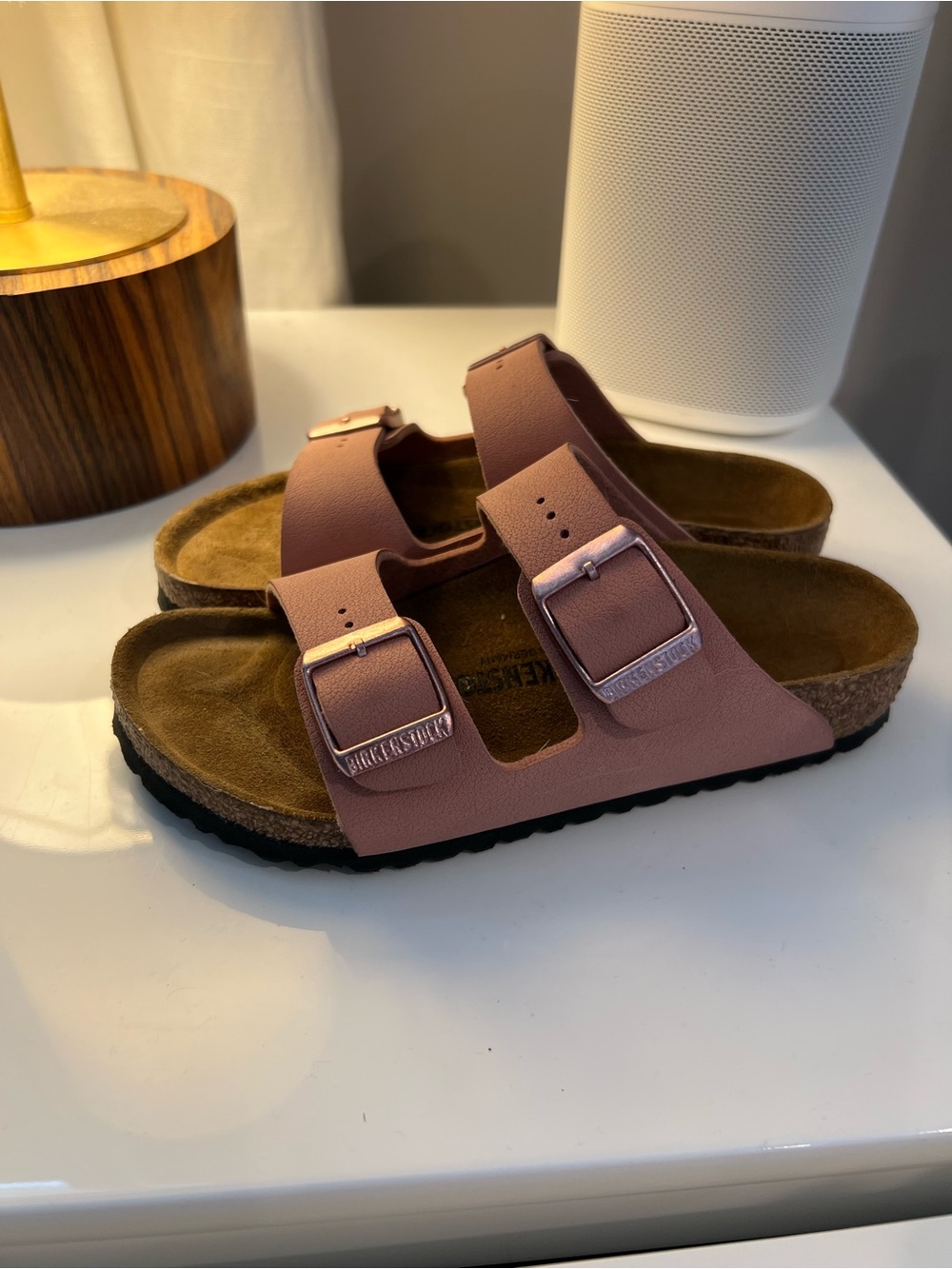 Birkenstock Arizona Girls Dusty Rose Two-Strap Sandals